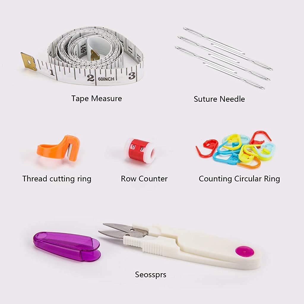 PATPAT 32 Pcs Pack Crochet Hooks Set Ergonomic Soft Handles Needles for Arthritic Hands,Aluminum Blunt Needles,Knitting Needle