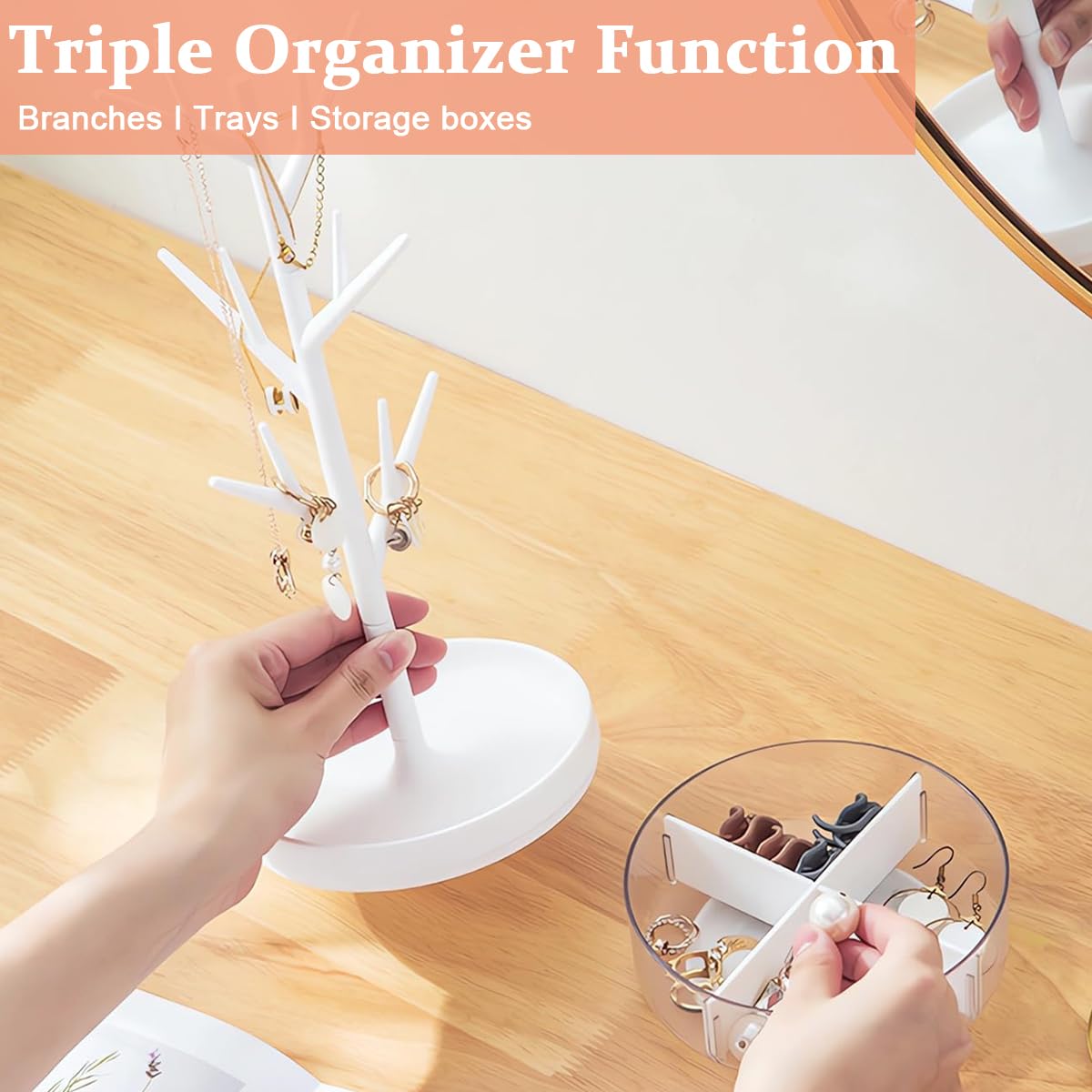 MAYCREATE Jewelry Holder Organizer Jewelry Stand Valentine's Day Gifts, Tree Tower Rack Hanging Organizer for Ring Earrings Necklace Bracelet for Women Girls