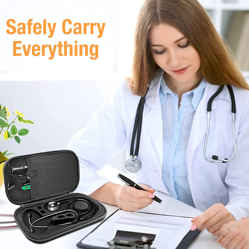 ZORBES Stethoscope Case Protable Stethoscope Bag, Shockproof Protective Storage Bag for Littmann/Omron/ADC/Dixie EMS Stethoscope, with Extra Mesh Pockets (Bag Only)