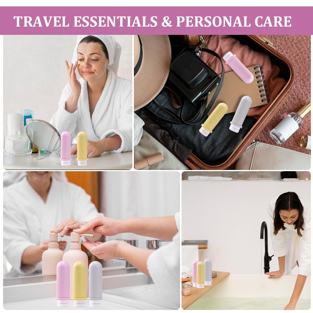 MAYCREATE 3pcs Silicone Travel Bottles for Toiletries, 90ml Travel Toiletry Bottles, Soft Squeeze Travel Toiletries Bottle with Leakproof Lid, Refillable Lotion Dispenser Shampoo Bottle Kit