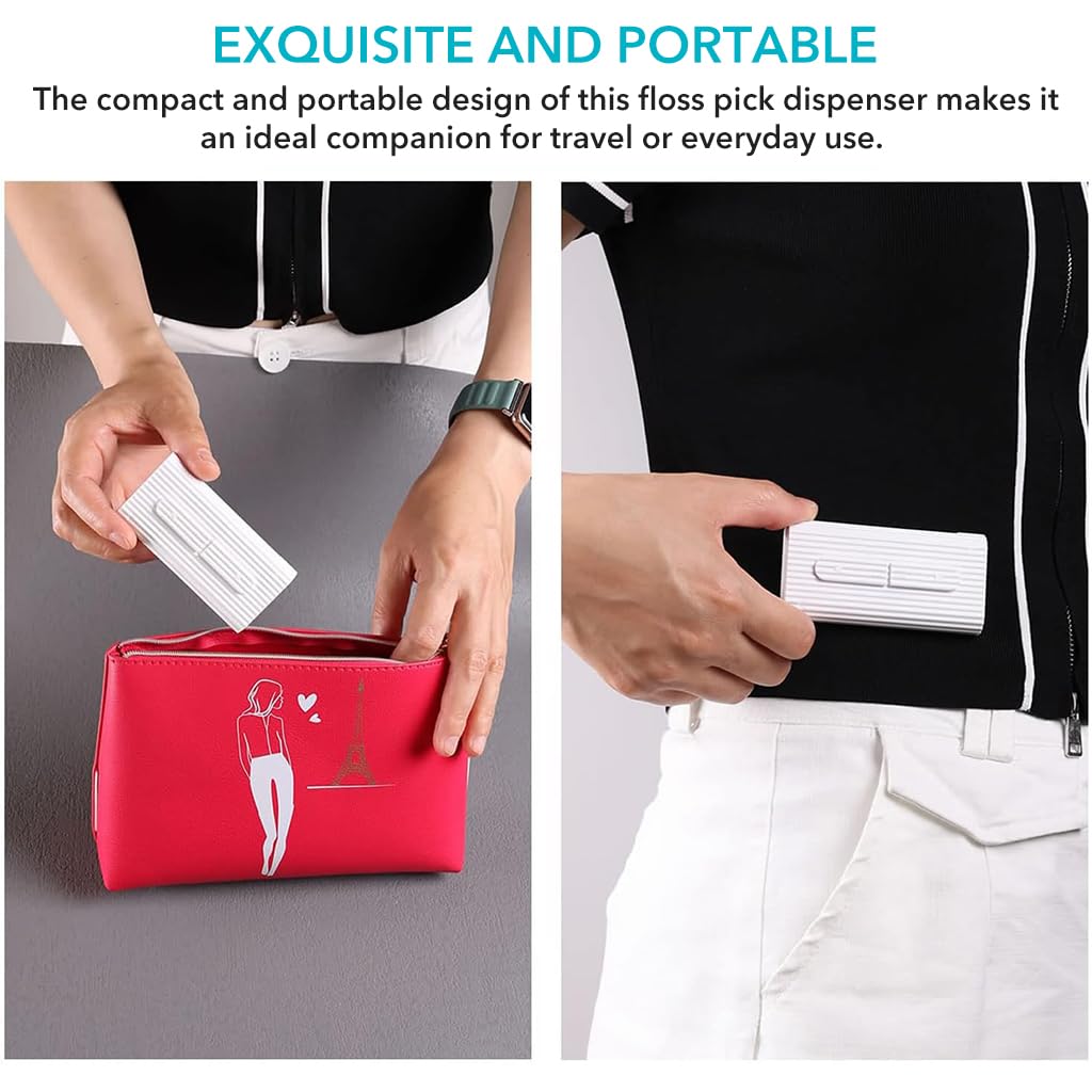 HANNEA HANNE 2Pcs Portable Dental Floss Boxes, Floss Pick Dispenser Refillable Floss Holder for Cleaning Teeth and Oral Care for Dating, Travel, Hotels