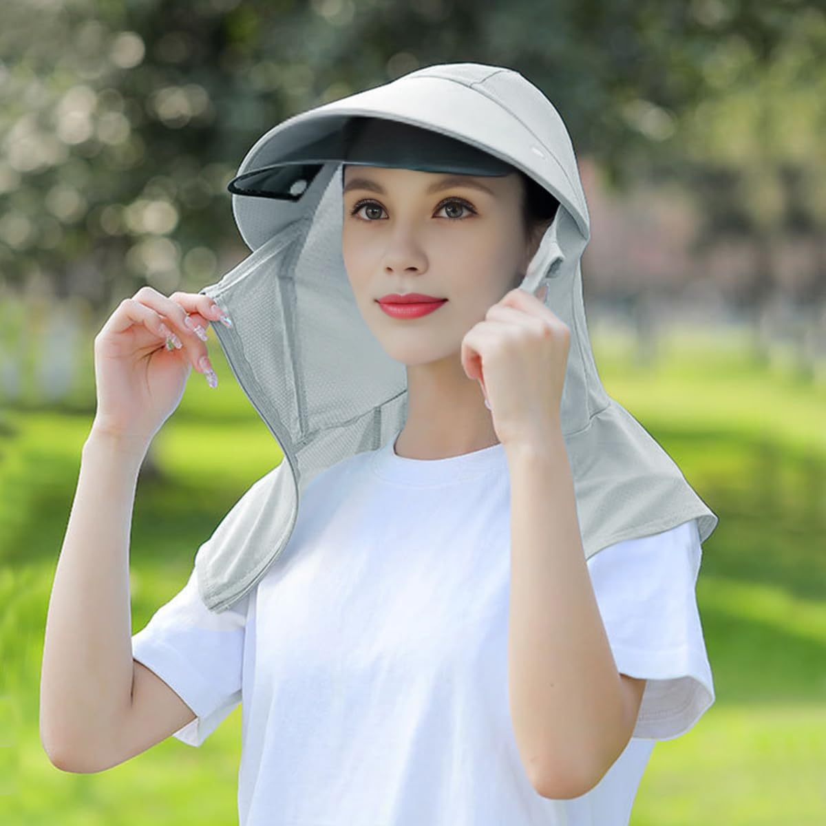PALAY Sun Hats for Women Sun Protection Wide Brim Summer Caps for Women Zip Up Ponytail Beach Hat with Removeable Sun Visor Extender Outdoor Women Cap for Riding, Driving, Working