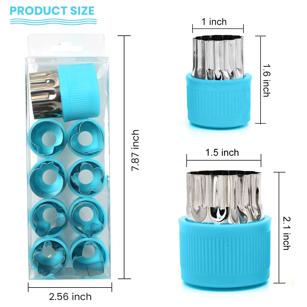 HASTHIP 10 Pcs Cookie Cutter Shapes Set, Stainless Steel Fruit Cutter Shapes Embossing Mold, Bread Sandwich Cutter for Kitchen, Baking Mold, Pastry Mold (Blue)