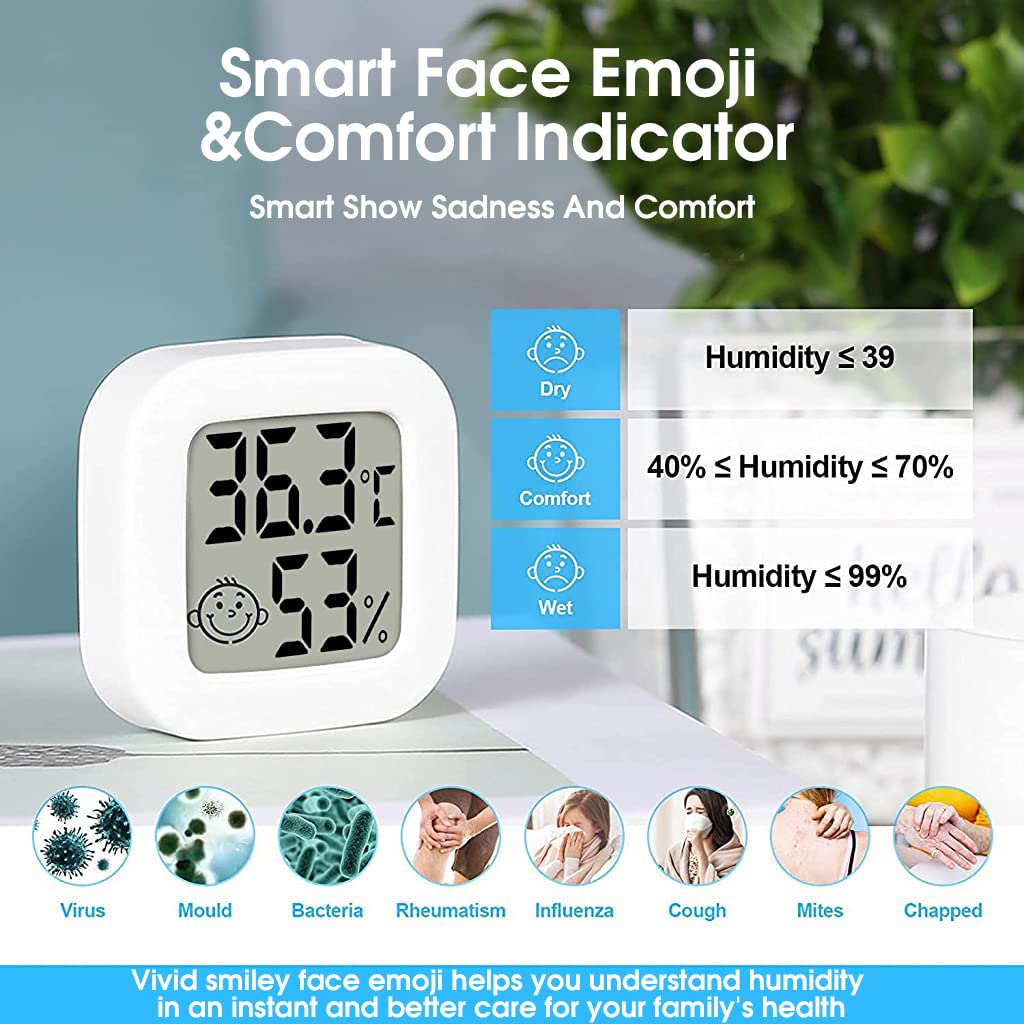 Supvox Mini Indoor Thermometer and Hygrometer LCD Digital Display Accurate Temperature Monitor Meter,for Home,Indoor Green House,Office