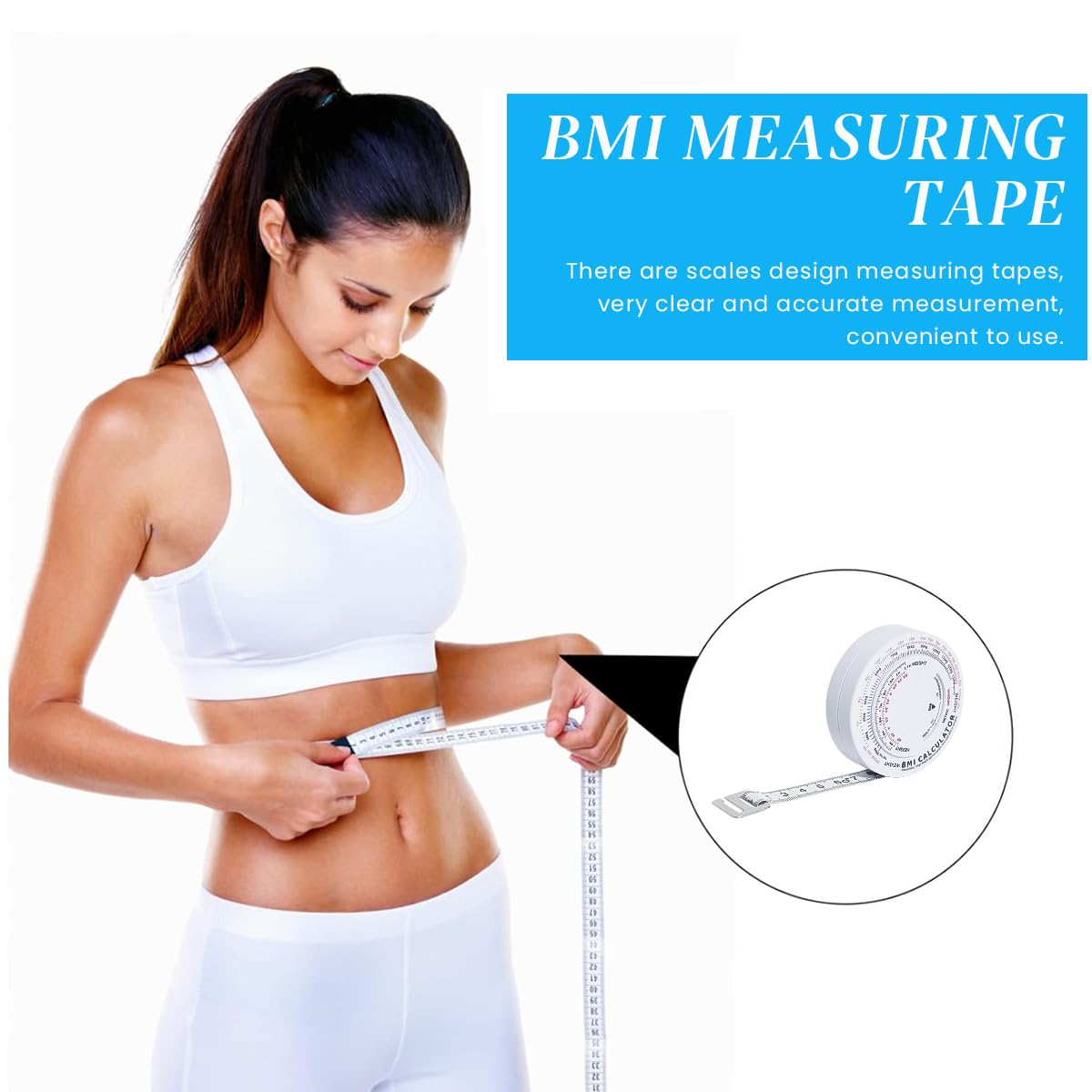 HASTHIP Body Measuring Tape, BMI Body Mass Index Retractable Tape, 50cm/59Inch Measure Calculator, Soft Tape Measure Measuring for Body Fabric Sewing Tailor Cloth Knitting Craft Measurement
