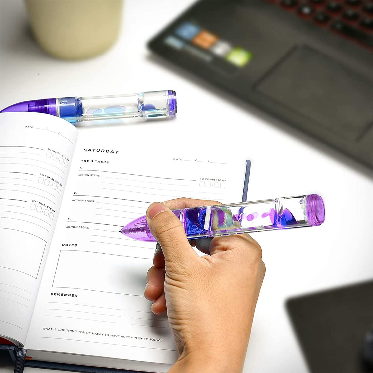PATPAT Ballpoint Pen Liquid Motion Bubbler Fidget Toy Pen for Kids, Purple Ballpoint Pen Fun Sensory Pen Relieve Stress Office Desk Fidget Toy