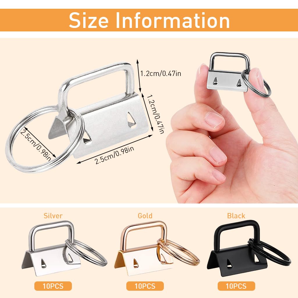 HASTHIP 30 Sets Key Fob Hardware - Key Fob Key-Chain Perfect with 1Pcs Key Fob Glass Running Pliers for Key Fob Wristlets Install (1