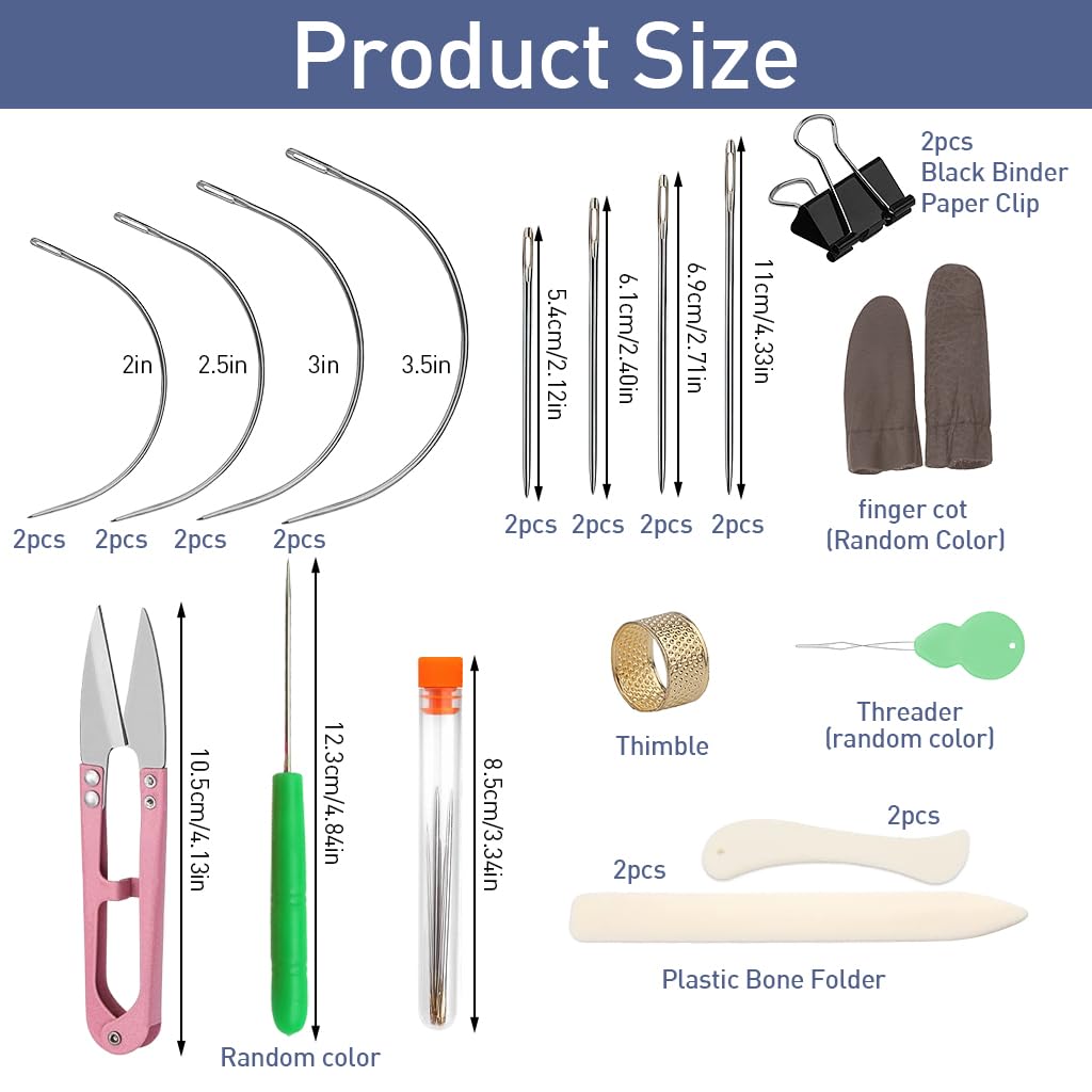 HASTHIP 33 Pcs Bookbinding Kit with Stitching Needles, Paper Creaser Tool, Waxed Thread, Awl, DIY Leather Craft Tools for Stitching, Burnishing, DIY Bookbinding