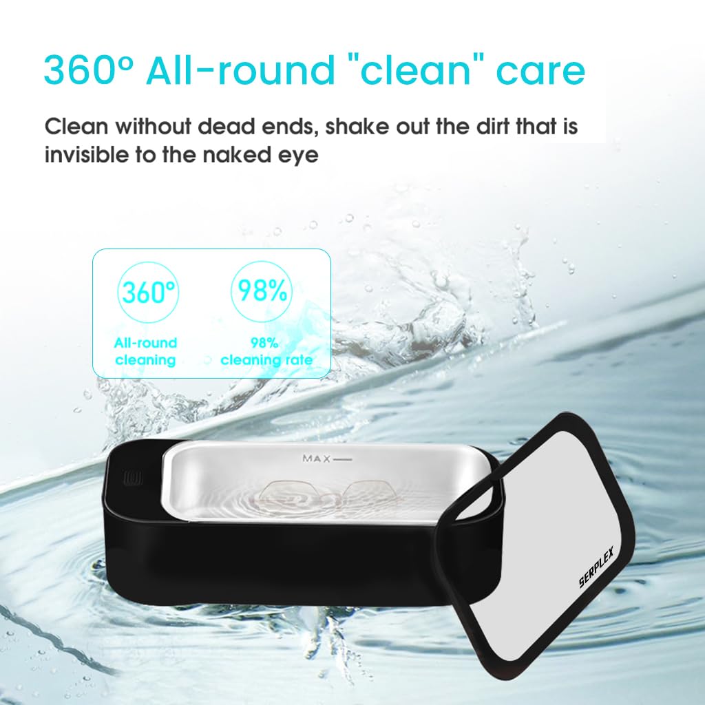 HASTHIP 42 kHZ Portable Professional Ultrasonic Mini Jewelry Cleaner with Stainless Steel 450ml Chamber for Cleaning Jewelry, Eyeglasses, Watches, Ring, Necklaces