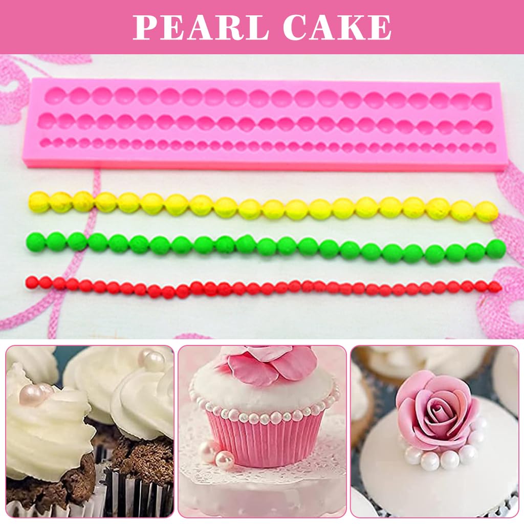 HASTHIP Cake Fondant Mold Chocolate Chips Mold Food Grade Silicone Fondant Strip Chocolate Beads Strip Molds for Cake Decoration DIY Baking Mold Cake Topping Mold 22.5x4.2cm