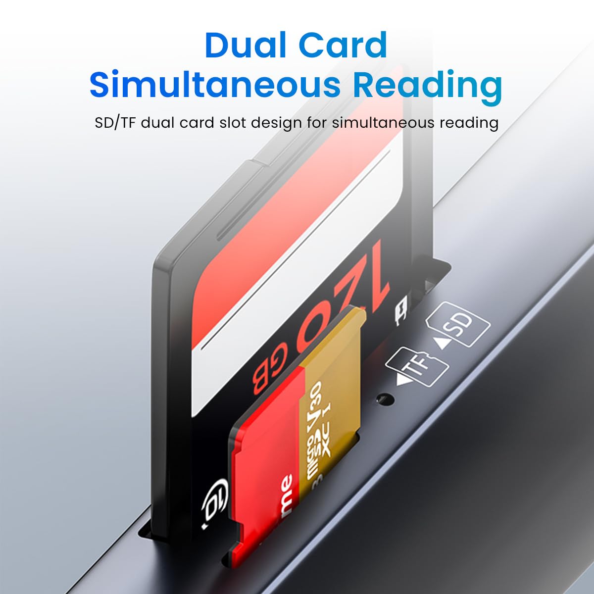 Verilux SD Card Reader Dual Head Type C & USB 3.0 Card Reader Fast Reading Compatible with SD/TF Card Dual Card Slot Design Universal Card Reader Compatible with Phone, Laptop, PC, Tablet