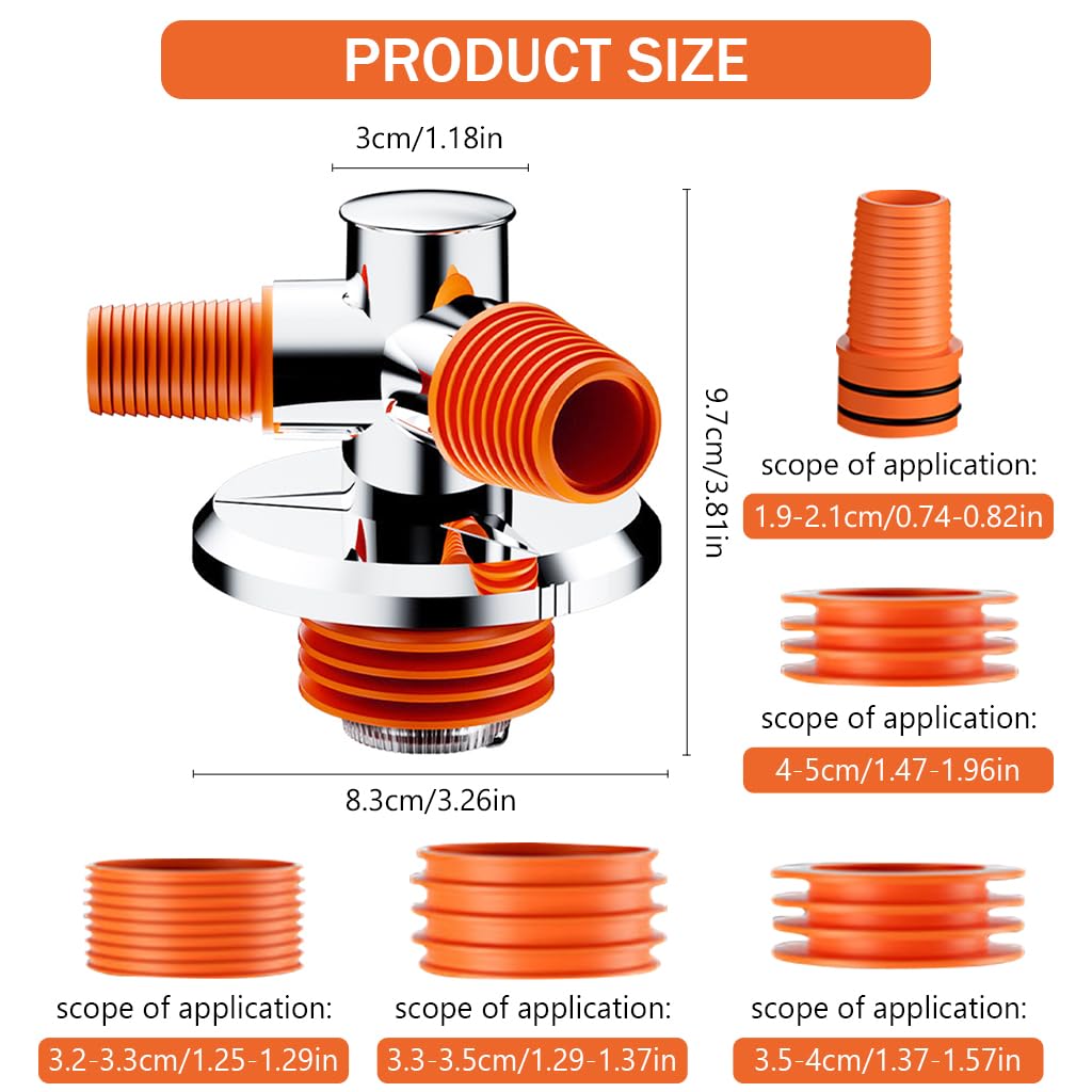 HASTHIP Washing Machine Drainage Adaptor, Triple Inlet Floor Drain Connector with Anti-Odor Gravity-Control Valve, Multi Interchangeable Adapters, Anti Clogging & Anti Pests, Ideal for Kitchen Sink