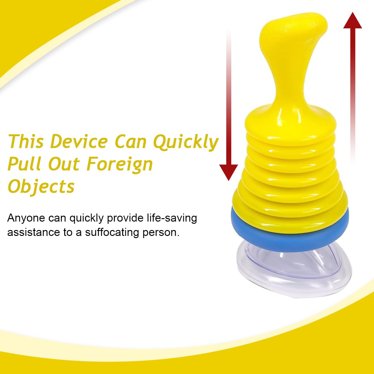 HANNEA Choking Rescue Device, Portable Airway Suction Device, Professional Emergency Device for Choking Anti Choking Device for Baby, Toddler, Elderly, Emergency First Aid Accessories, Yellow