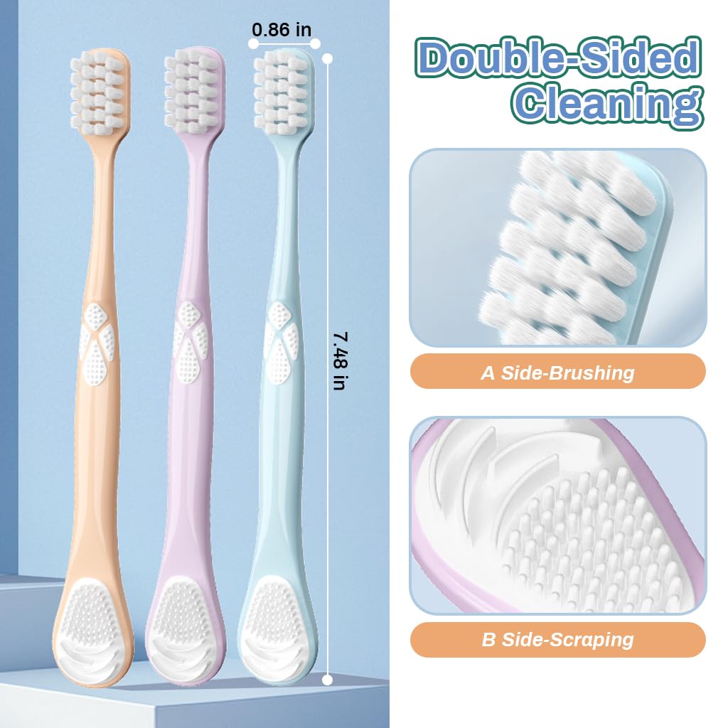 HANNEA Double-Side Desiged Tongue Scraper, Ultra-soft Tongue Brush Tongue Cleaner (5 PACK)