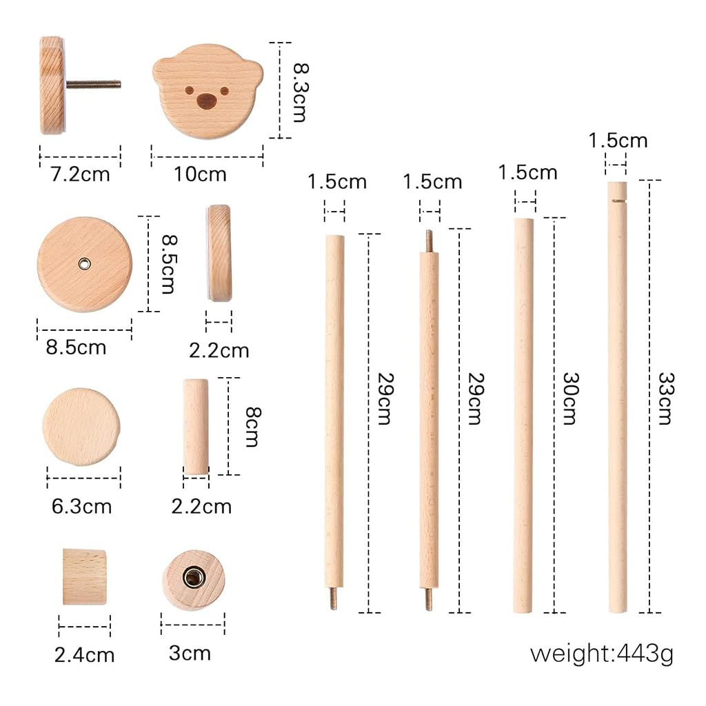 SNOWIE SOFT 360° Wooden Crib Mobile Arm Baby Mobile Hanger Mobile Holder for Crib, Rotatable Baby Crib Mobile Arm Cradle Toys Universal for Crib Hanging Toys for Babies, 32.8''(Not Included Toys)