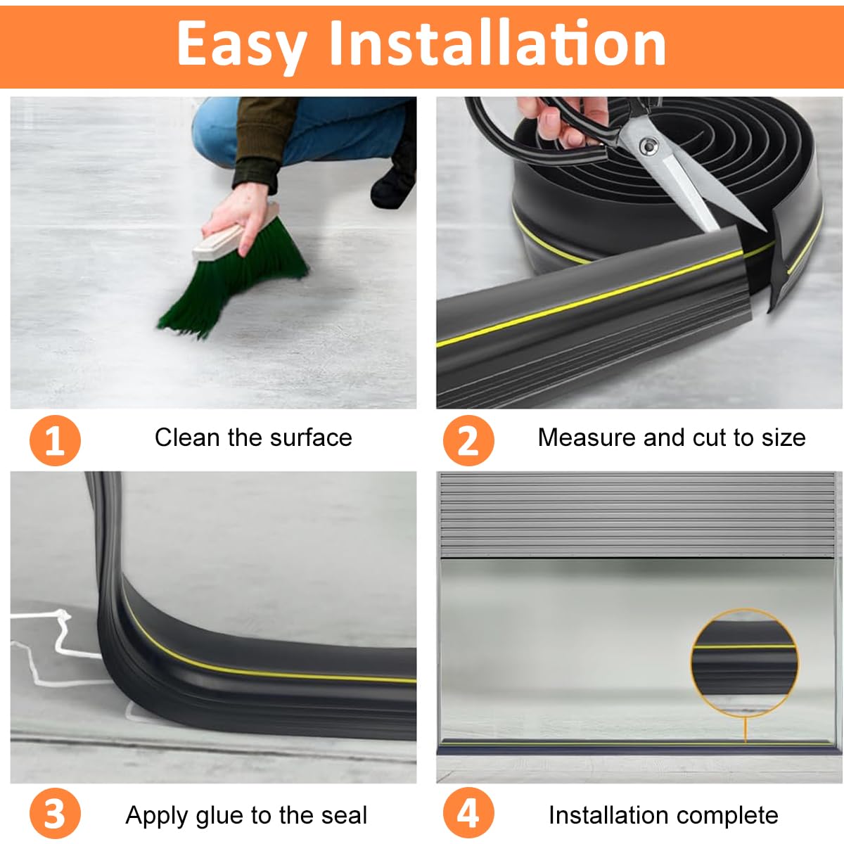 HASTHIP Rubber Door Sweep Weatherproof Door Seal Strip Non-sticky Door Window Weather Stripping, Door Weatherstrip, Door Seal Strips, Weather Stripping for Doors and Windows, 88mm width, 9.84ft
