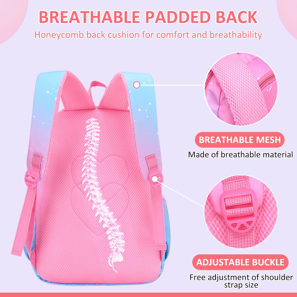 PALAY School Backpack for Girls Large School Backpack for SchoolGirls 6-12 Years Old Colorful Gradient Pink Fashion Primary Schoolgirls Backpack School Gift, Christmas Gift Rakhi Gift
