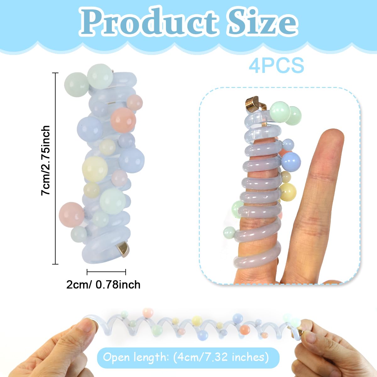PALAY 4pcs Braids Hair Ties for Girls Spring Hair Ties Cute Color Hair Ties Elastic Hair Ties Ponytail Maker Braids Spiral Hair Ties Beautiful Hair Accessories for Girls