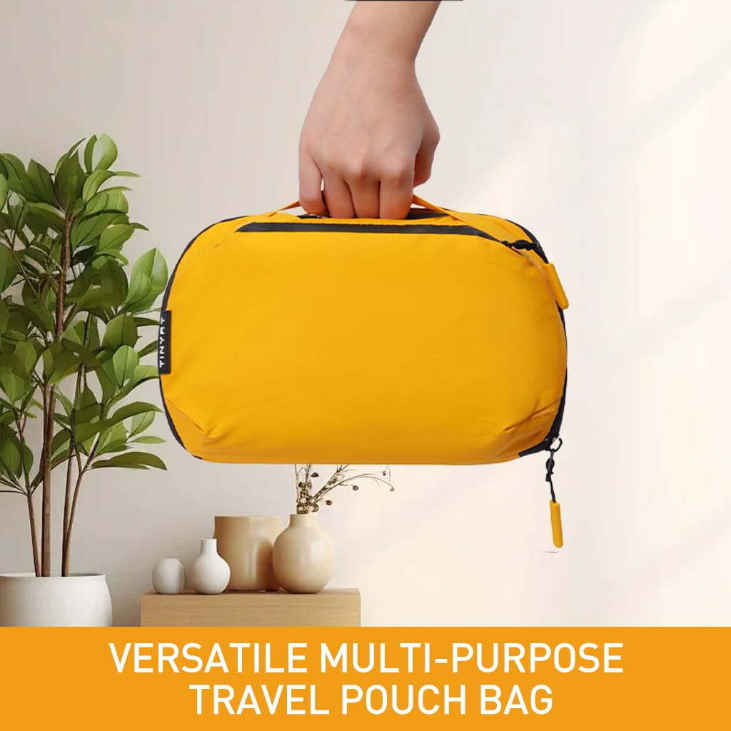 ZIBUYU Utility Pouch Bag Multi-layer Large Capacity Waterproof Organizer Zipper Pouch with Handle Multi-purpose Storage Pouch Travel Data Cable Organizer Bag Toiletry Bag, Yellow