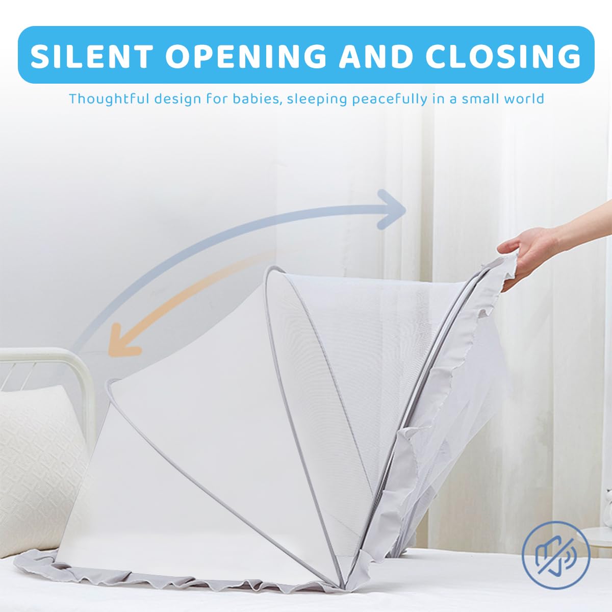 SNOWIE SOFT Mosquito Net for Baby, Foldable Baby Mosquito Net, Breathable and Transparent Mosquito Nets Canopy, Fits Most Cribs and Beds, Baby Mosquito Net for 0-5 Year Baby Newborn Baby Essentials