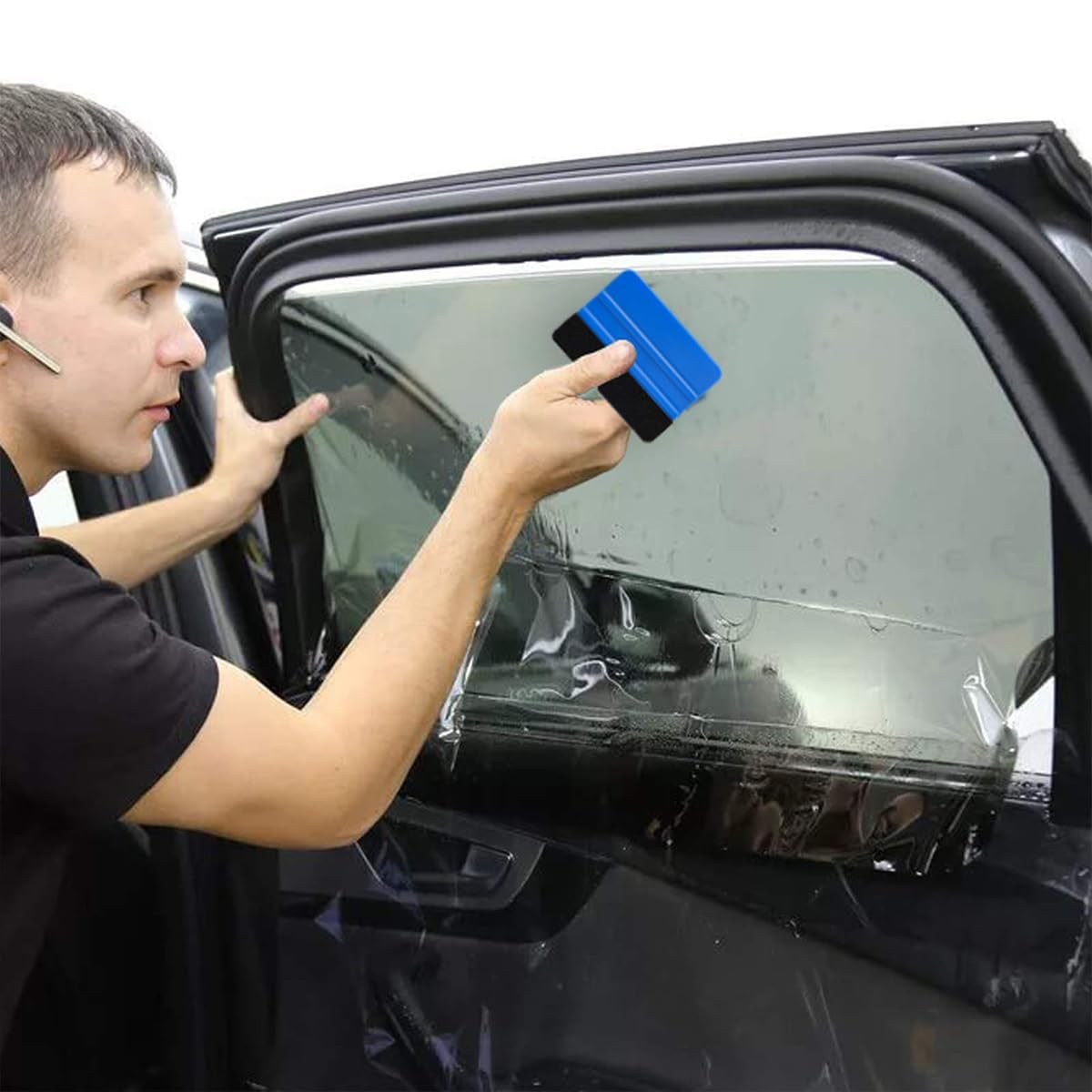 Supvox 3Pcs Felt Edge Squeegee, 4inch - 5inch - 6inch Vinyl Wrap Squeegee, Plastic Squeegee Scratch-Free for Decals, Window Film, Wallpaper