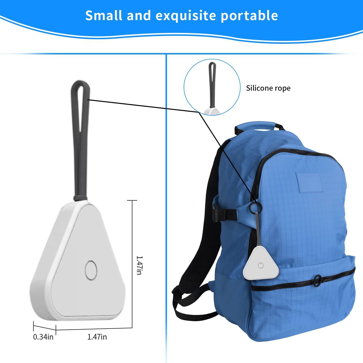 HASTHIP Key finder, Bluetooth 5.0 98ft Large Range Luggage Tracker with Silicone Loop, Anti Lost Bluetooth Key Finder Device Location Tracker with Alarm for Keys, Wallets, Luggage, Pets and More