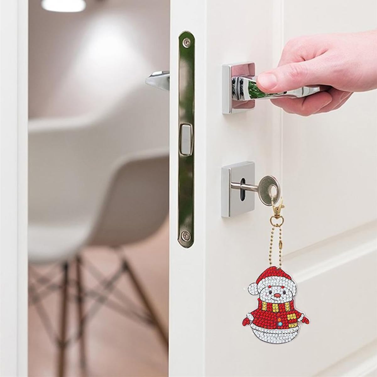 HASTHIP Christmas 5D Diamond Painting Keychain Decorative Accessories Christmas Diamond Painting Pendant Snowman Keychain Home Key Student Bag, Christmas Gifts