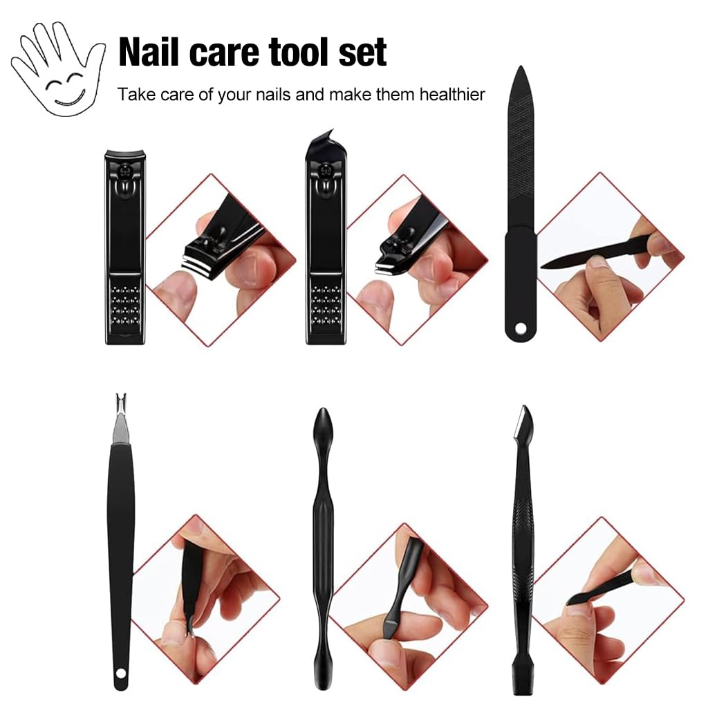 ZIBUYU Manicure Kit 18pcs Nail Clippers Pedicure Set & Eyebrow Grooming Kit, Stainless Steel Nail Care Tools Personal Care Tool Kit with Storage Case Travel Nail Clippers Manicure Kit