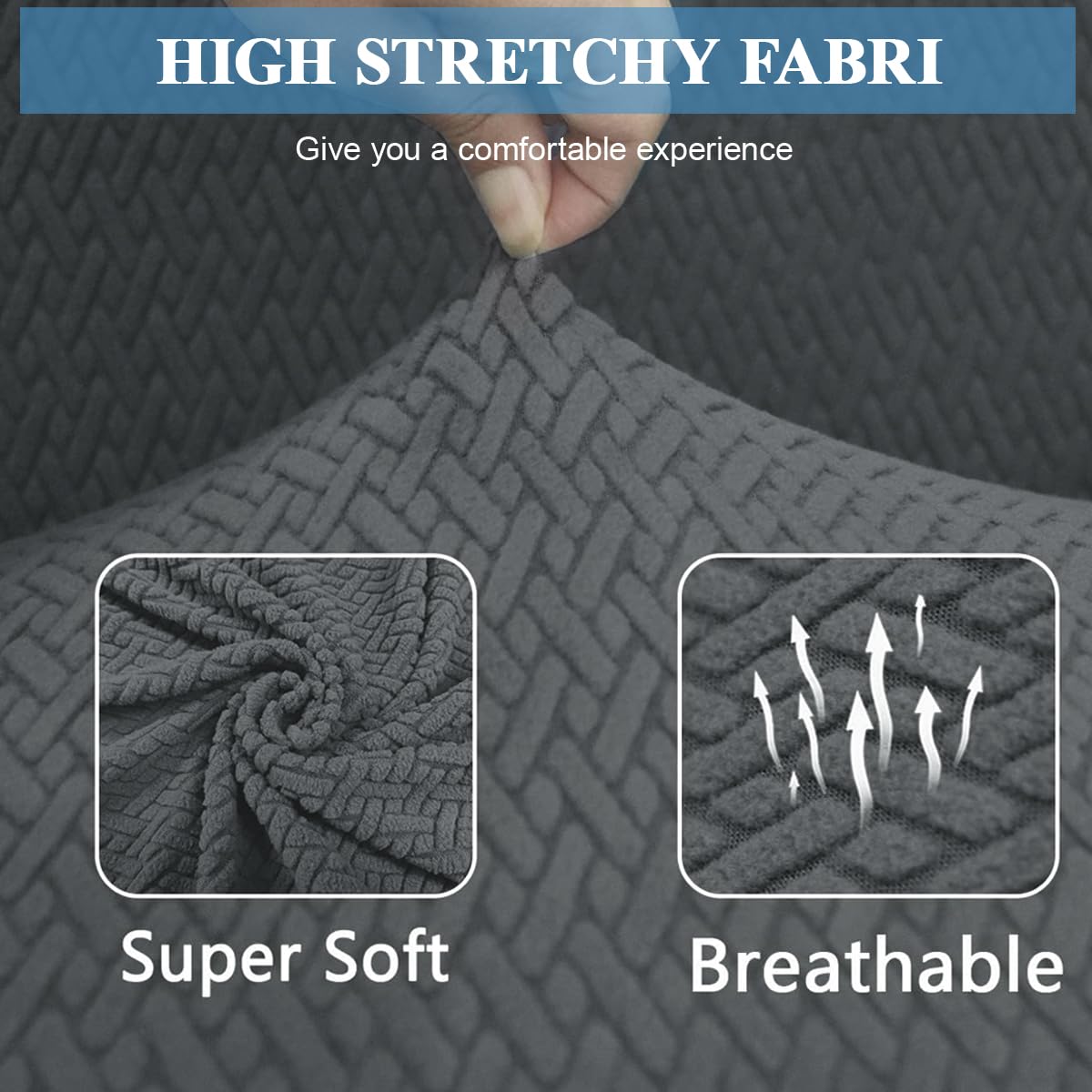 HASTHIP 4Pcs Recliner Chair Cover, Stretch Recliner Slipcover Latest Jacquard Chair Cover for Recliner Chair Soft Reclining Chair Slipcover Jacquard Pattern Furniture Protector