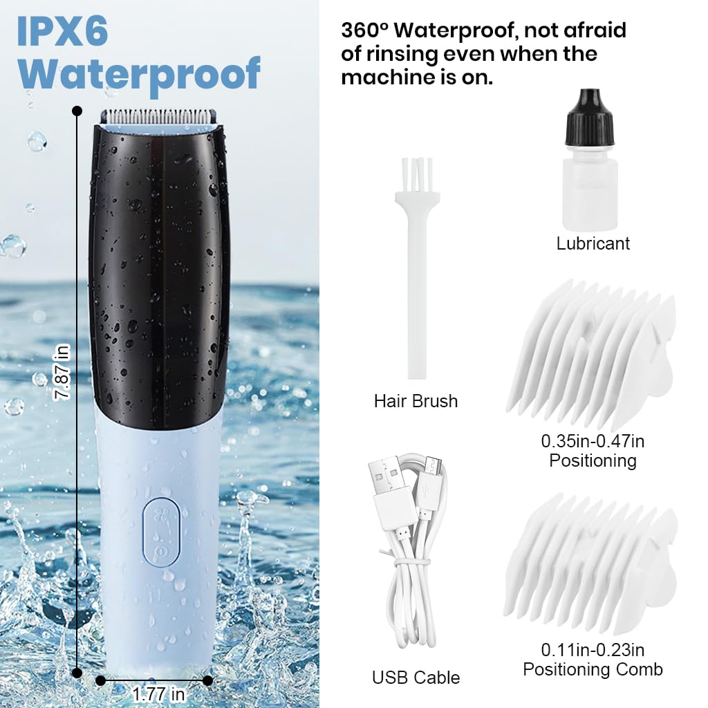 HANNEA Baby Hair Trimmer Quiet Vacuum Hair Clipper 2 Speeds Baby Hair Trimmer Fine Hair Trimmer with 2 Hair Trimming Guides IPX7 Waterproof Rechargeable Cordless Baby Hair Trimmer