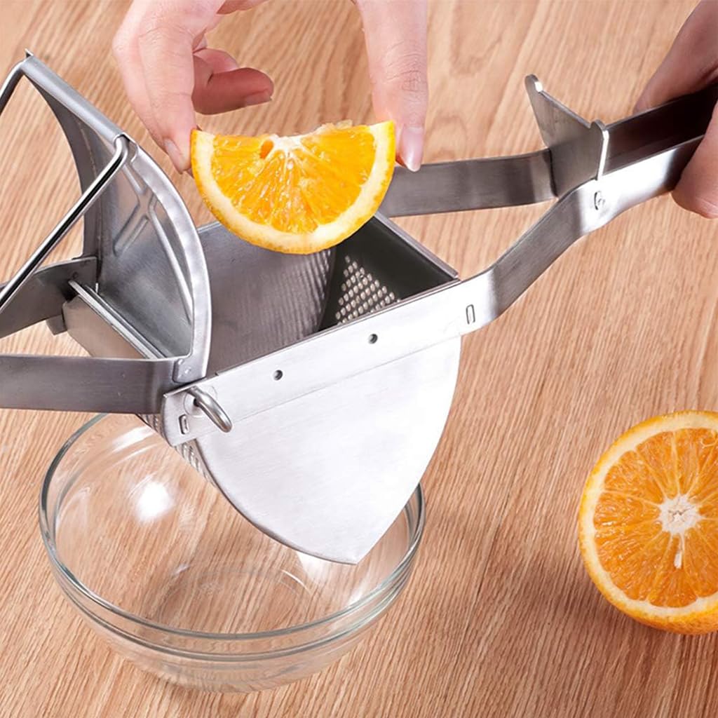 Supvox Kitchen Manual Potato Masher, Manual Press Hand Fruit Juicer, Multifunctional Foodgrade Stainless Steel Potato Mesher Heavy Duty Manual Juicer Kitchen Tool