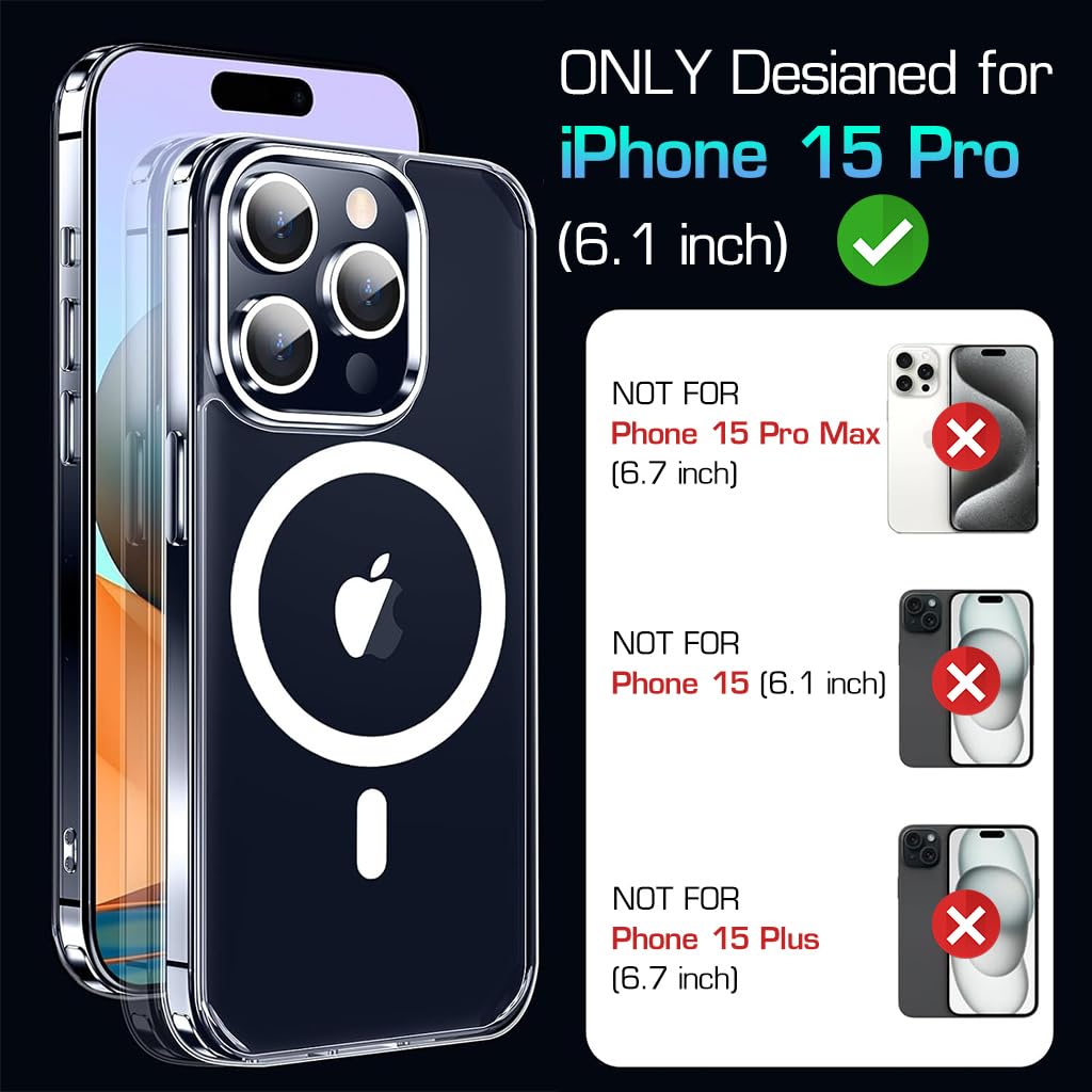ZORBES Phone Case for iPhone 15 Pro Anti-Scratch Transparent Phone Cover, Camera Protector & Screen Protector for iPhone 15 Pro, Set of Phone Case for iPhone 15 Pro 6.1