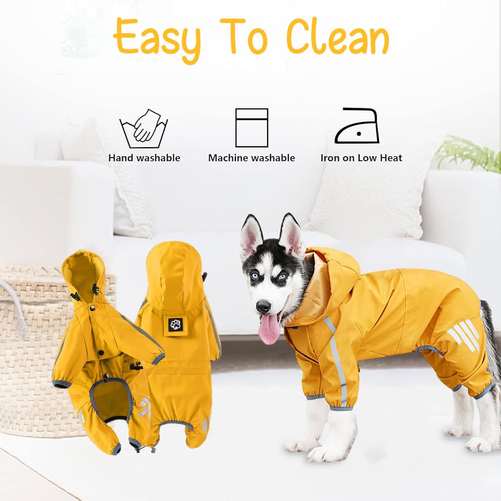 Qpets Dog Zip Up Dog Raincoat with Reflective Buttons