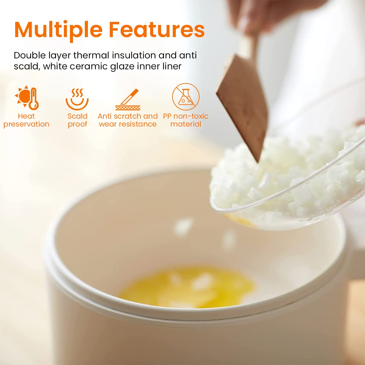 Supvox Electric Pot 1.5L Electric Cooking Pot with Lid & Steamer Multifunctional Electric Pot with Adjustable Power, Non-Stick Cooking Pot with Anti-Dry Burning, Electric Cooking Pot