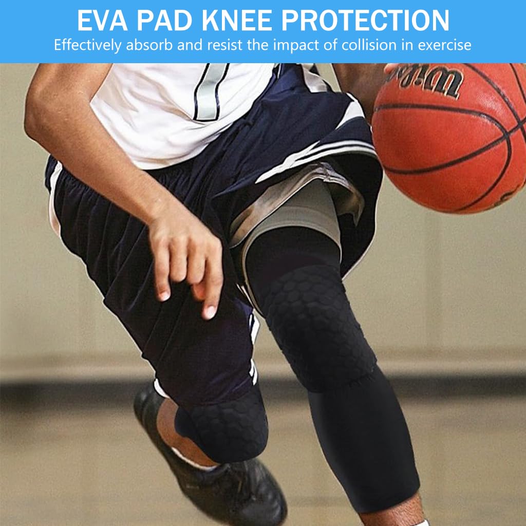 Proberos 1Pair Knee Brace for Kids Teens, Anti-collision kneepads, Overknee Stretchy Compression Leg Support Sleeve 3D Knee Protector Pad Summer Breathable Leg Support, 4-Way Stretch XL