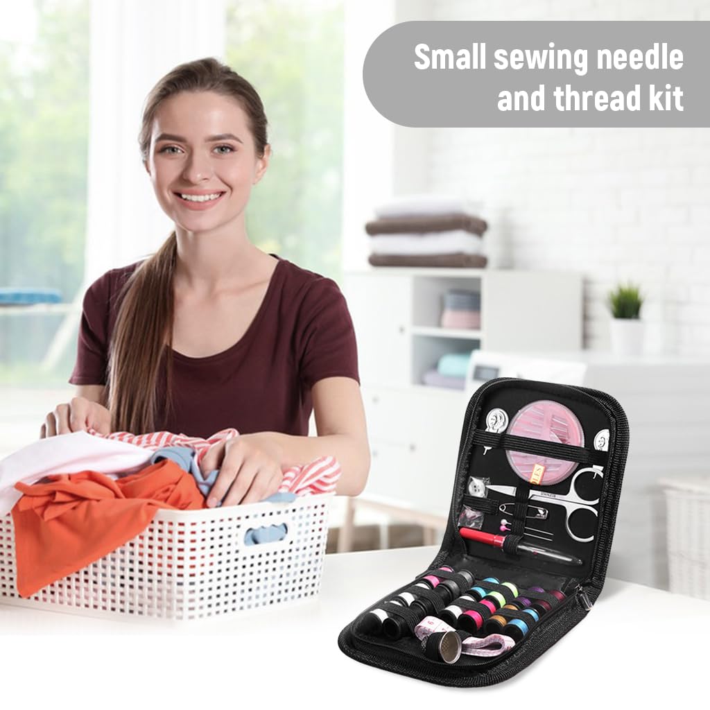 ELEPHANTBOAT Sewing Kit Needle and Thread Kit with Bag Sewing Kit Pack Sewing Machine Accessories, Contains 14 Spools of Thread, Mending and Sewing Needles, Scissors, Thimble, Tape Measure More