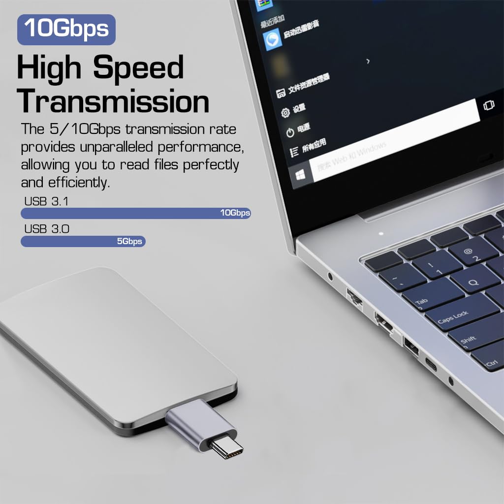 Verilux USB C to Micro B Adapter, Type C to USB 3.0 Micro B Hard Drive Adapter Compatible with MacBook Pro Air, Toshiba, Seagate, WD External Hard Drive, Galaxy S8/S9/S10, My Passport Elements