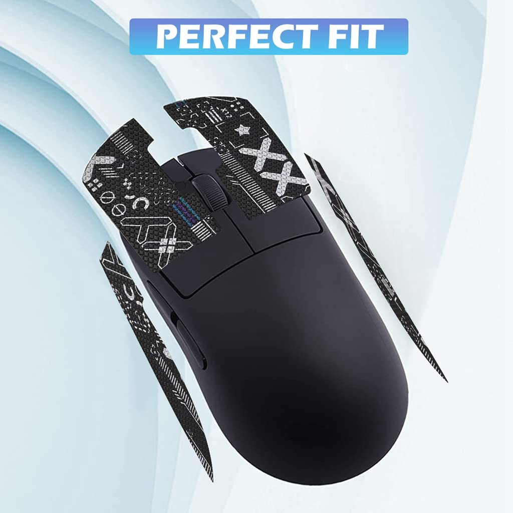 Verilux Mouse Grip Tape for Logitech G Pro Wireless Mouse Pre-Cutted Self-Adhesive Mouse Grip Tape Sweat-Proof Anti-Slip Non-Fading Gaming Mouse Skin Cool Mice Upgrade Kit (Mouse is NOT Included)