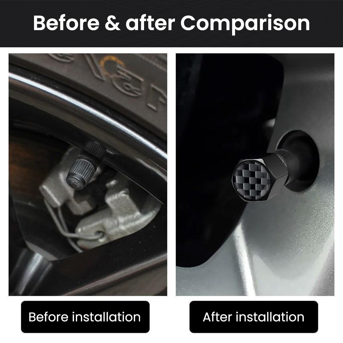 STHIRA 5pcs Metal Valve Caps for Car Tyre, Rust Resistant Tyre Stem Caps with Wrench Tool Universal Car Tire Valve Stem Caps for All Car Models, 1.1x1.2cm