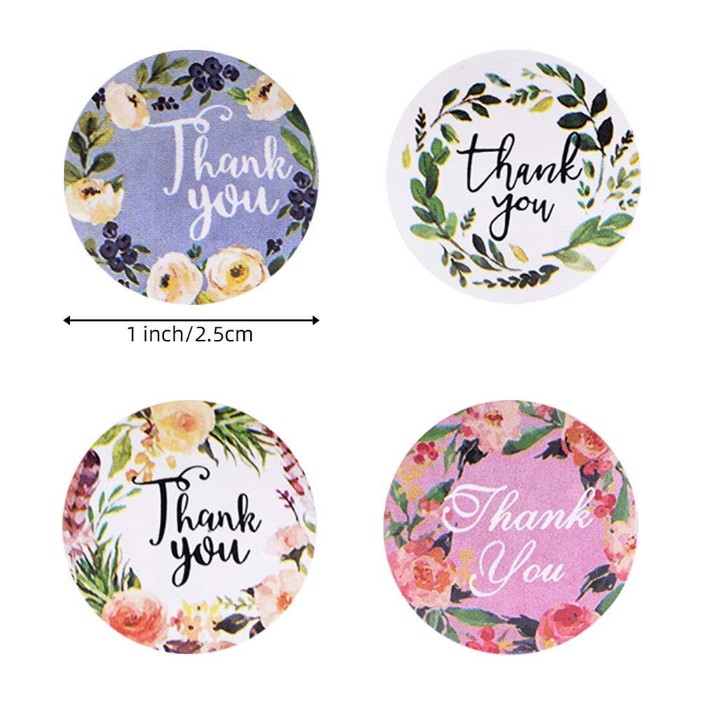 HASTHIP Pretty Round Floral Thank You Stickers Seal Label Handmade Envelope Stationery Paper Sticker (Multicolour) - 500pcs
