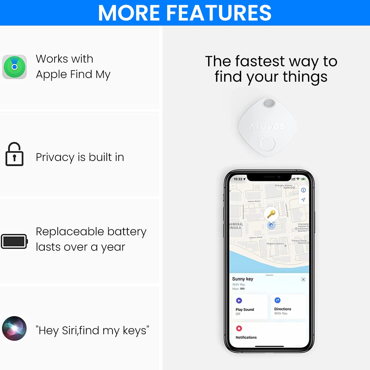 ZORBES itag Smart Bluetooth Tracker, Compatible with Apple Find My (iOS Only), Key Finder, Item Locator for Luggage Suitcase, Wallets, Bag, up to 400ft Range. Phone Finder. White