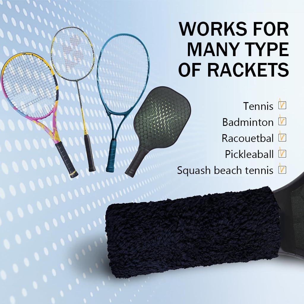 Proberos 5 Rolls Racquet Towel Grip, Towel Grip for Badminton Racquet, 5 Colors Cotton grip for Badminton Racket Sweatband Tape Anti-Skid Towel Grip Tape
