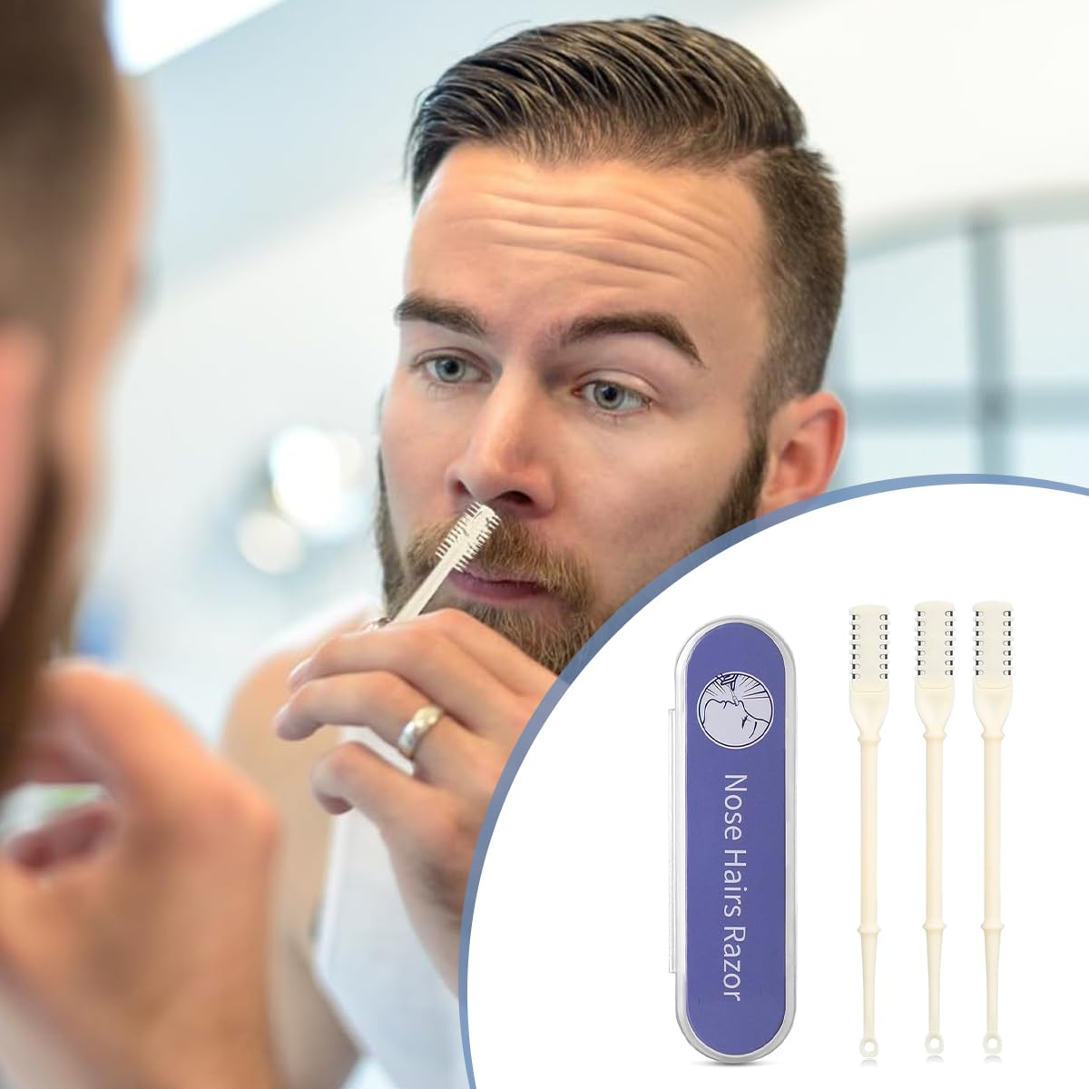 HANNEA Nose Hair Trimmer For Men Women, 3pcs 360 Degree Rotating 2 In 1 Double Head Nose Hair Remover And Ear Cleaner Portable Nose Cleaner Nose Hair Trimmer For Women Men ABS Nasal Hair Cutter