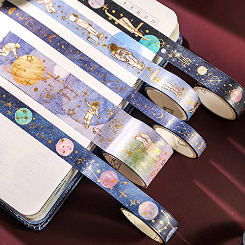 HASTHIP Shine Gold Foil Washi Tape Sets 10 Rolls Washi Tapes with 10 Sheets Stickers Decorative Tape for Crafts Bullet Journal Gift Wrapping Scrapbooking (Purple)