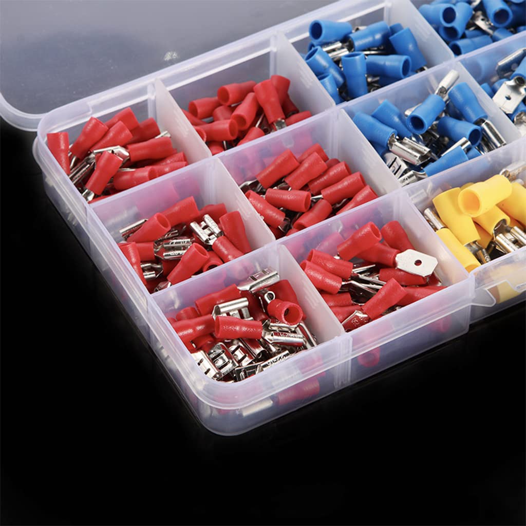 HASTHIP® 480pcs Wire Connector Jointer & Spade Connector Set, Electrical Crimp Terminals, Cable Lugs, Fork, Butt, Ring, Insulated Male/Female Connectors for Automotive, DIY, Home Wiring