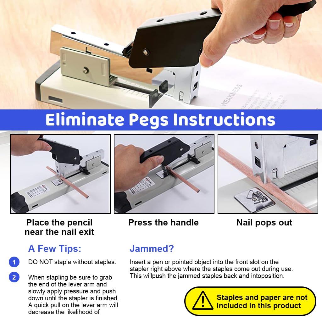 HASTHIP High-Capacity Metal Stapler Kit, 120Sheets, 6-23mm Staples Compatibility, Long Ergonomic Handle, Precise Alignment - Ideal