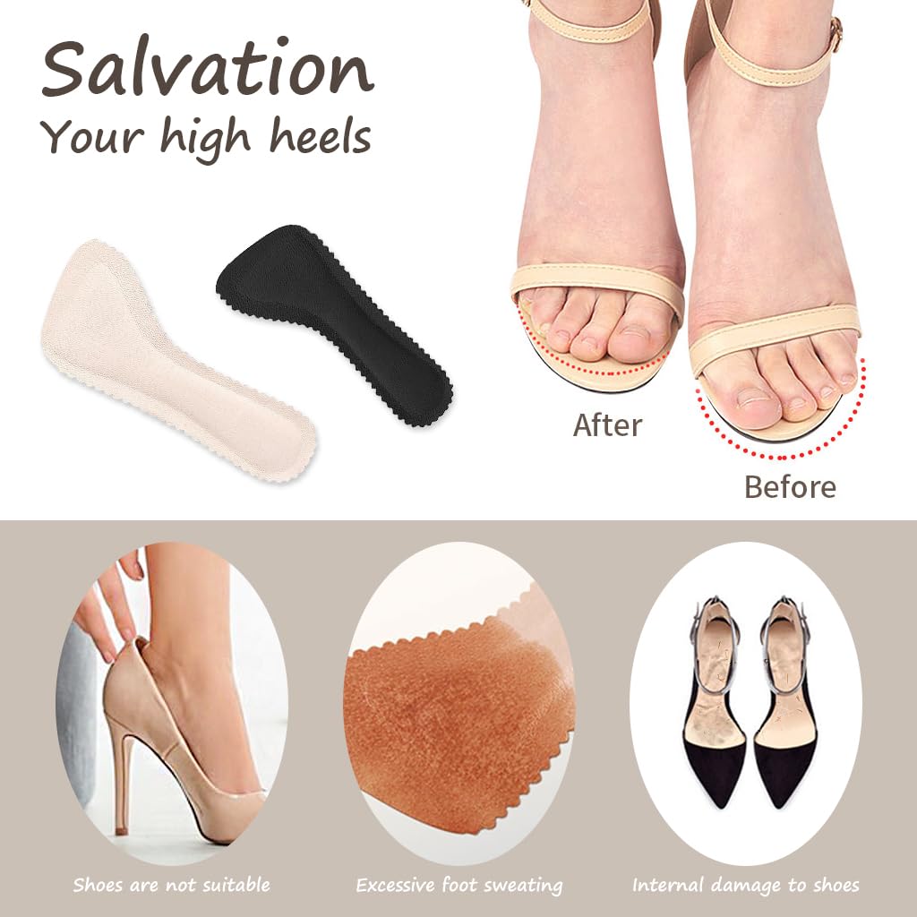 MAYCREATE 2 Pairs High Heel Inserts Arch Support Inserts 3/4 Cushioning Insoles Anti-slip Invisible Inserts Pads High Heel Sole Liners