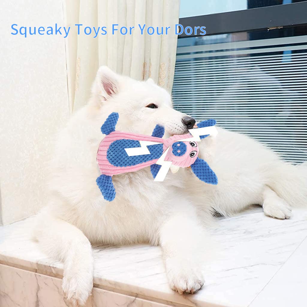 Qpets Dog Toys Pet Cartoon Stuffed Toy Squeaky Puppy Toys Soft Toy Dog Plush Toy Squeaky Toy for Dogs Chew Toys for Small Medium Size Dogs-Cartoon Piggy (Pig)