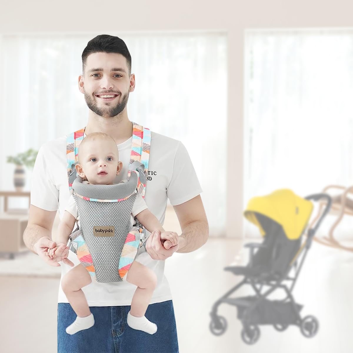 SNOWIE SOFT 4 in 1 Baby Carrier with Blet, Adjustable Baby Carrier Front Baby Carrier Face-in/Out, Baby Wrap Carrier Soft & Breathable Baby Carrier for Newborn to Toddler, 0-36 Months, Under 25KG