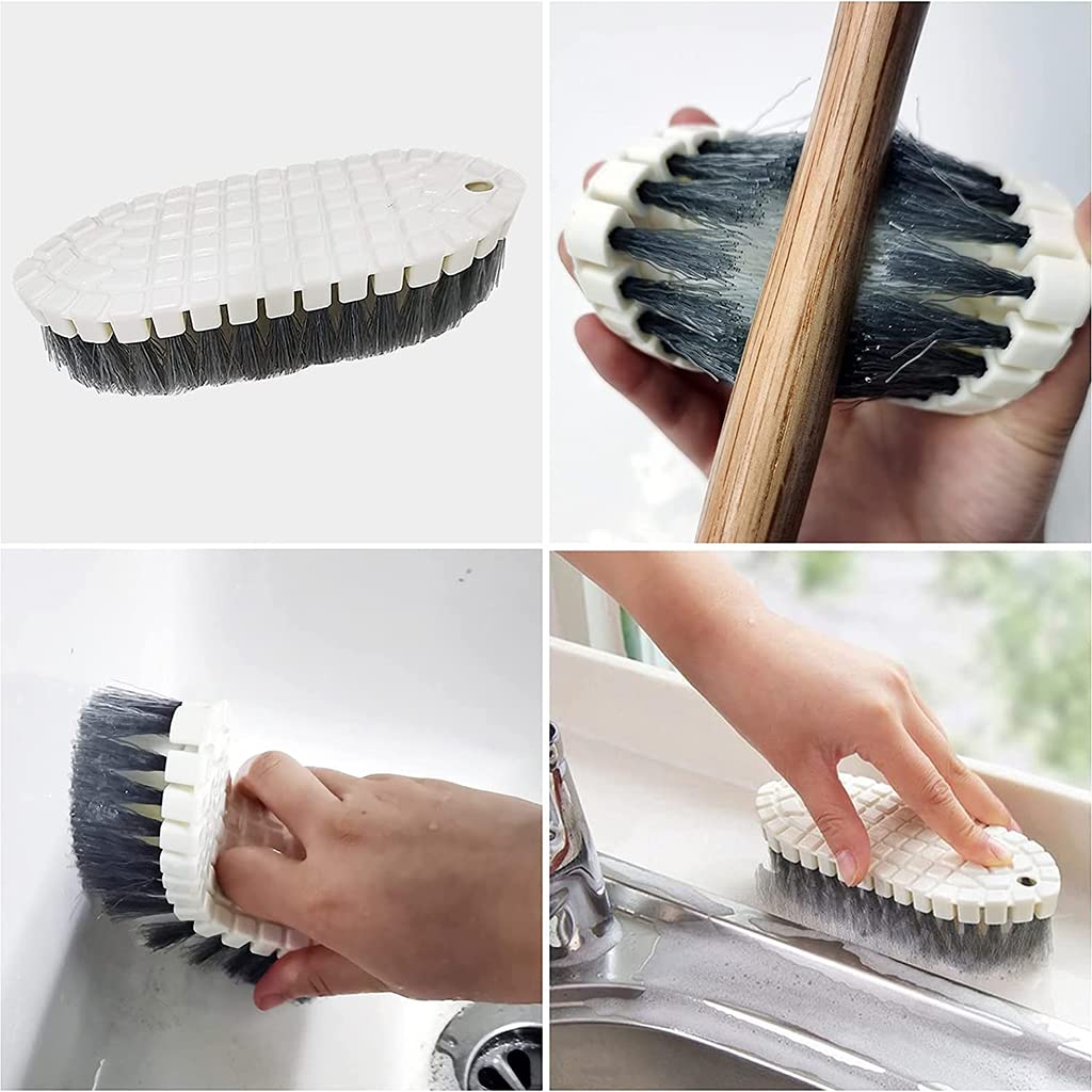 HASTHIP 2Pcs Scrubbing Brush Set, Soft Bristle Laundry Brush Long Handle Shoe Cleaning Brush, Household Scrub Brush for Clothes Shoes Dish Sink Bathtubs Tile Walls, etc.